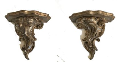 Pair of gilded wood sconces with rockery...