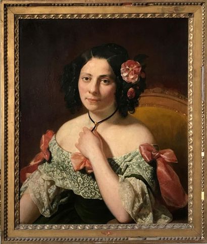 ÉCOLE FRANCAISE vers 1850 Portrait de femme...