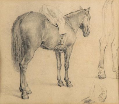 null 19th century FRENCH SCHOOL, with Alfred de DREUX Horses
study Pencil
drawing
22...