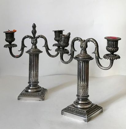 null House CAILAR BAYARD
Pair of small torches with two lights in silver plated metal...