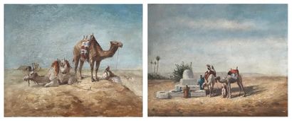 null EASTERN SCHOOL from the beginning of the 20th century
Camels at the fountain
Bedouin's...