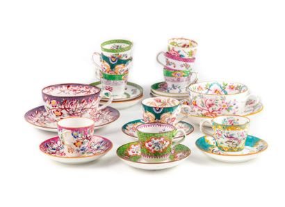 null English porcelain coffee set including 10 coffee cups and saucers, 2 tea cups...