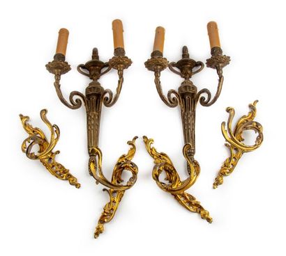 Pair of ormolu sconces with two arms of lights....