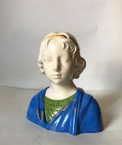 null Small bust of child in polychrome earthenware in the taste of the DELLA ROBBIA...