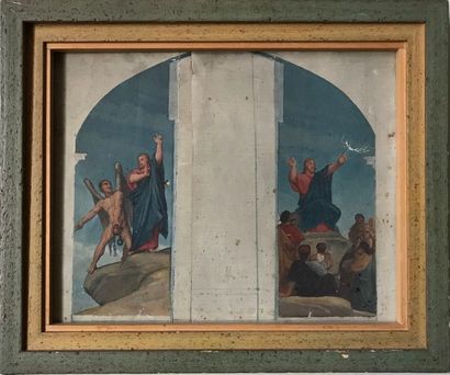 null Late 19th
century FRENCH SCHOOL The Temptation of Christ
The Preaching of Christ
Gouache...