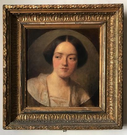 null Mid 19th century FRENCH SCHOOL
Portrait of young woman
Oil on canvas with round...