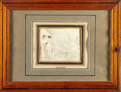 null FRENCH SCHOOL of the mid-19th century
The painting workshop
Monogrammed pencil
drawing...