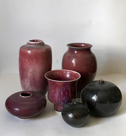 null LANOS - J.P MICHEL - GIREL - AUDOUIN ...
Set of six red, brown and black glazed...