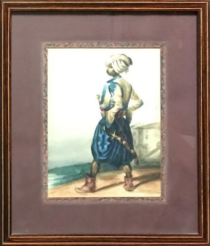 null EASTERN EASTERN SCHOOL 19th century
Turkish looking at the sea Watercolour
drawing
20,5...