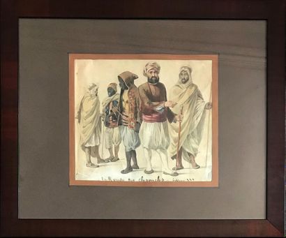 null ORIENTALIST SCHOOL of the end of the 19th century
La ronde des Chaouchs
Watercolor
Titled...