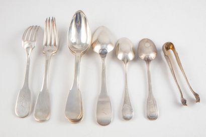 3 forks and 4 silver spoons Uniplat model,...