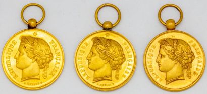 null Three medals in yellow gold - Tournament of Stains, prize of honour of the commune,...