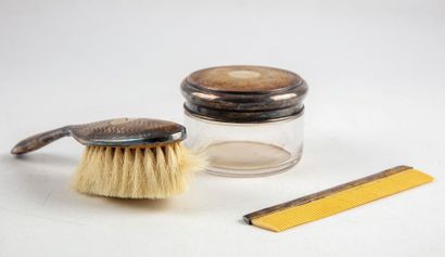 Toiletry case comprising a brush, a comb,...