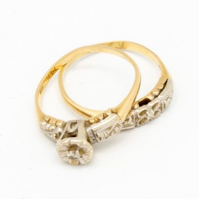 Two rings in 14K yellow gold
Weight: 3.8...