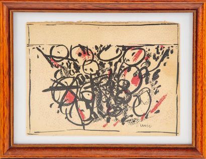 JEAN-MARC LANGE Jean-Marc LANGE - XXth
Abstraction in black and red
Watercolour on...