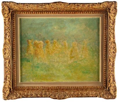 LOUVRIER Maurice LOUVRIER (1878-1954) attribué à Paysage tons verts Huile sur carton...