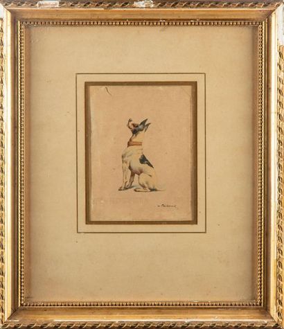 DE CONDAMY Charles Fernand De CONDAMY (1855-1913)
A dog with a rat's tail
Watercolour...