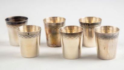 Six silver liqueur cups. Late 19th century
M.O.:...