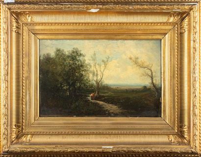 ECOLE FRANCAISE Giuseppe Antonio Angelo VISCONTI (1830-1880)
Forest edge landscape...