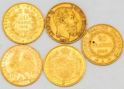 5 pieces of 20 francs gold
Sold by desig...