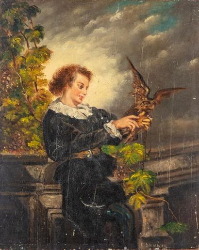 ECOLE FRANCAISE ECOLE FRANCAISE de la fin du XIXe
Portrait d'un jeune fauconnier...