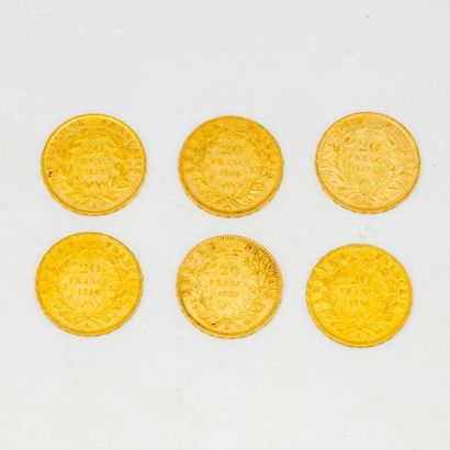 6 pieces of 20 francs gold
Sold by desig...