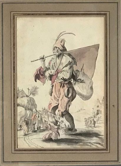 ECOLE FRANCAISE 19th century FRENCH SCHOOL, after CALLOT
Beggar "Il capitano du Baroni"
Pencil...