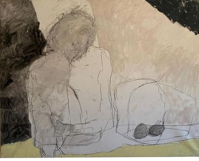 LOSTE Patrick LOSTE (XXe) Portrait Crayon huile; technique mixte Daté 1988 130 x...