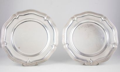 Pair of round silver plated metal dishes...