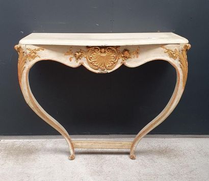 Lacquered wooden console with carved and...