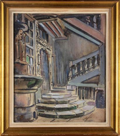 R. LEBLANC R LEBLANC - XXth
Rue de Rouen
Watercolour
Signed lower right
44,5 x 40,...