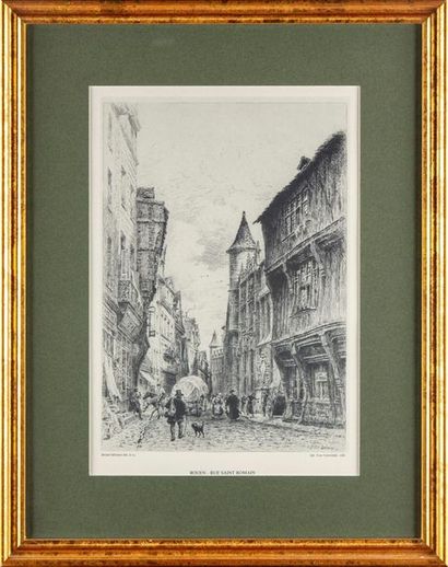null Deux gravures en couleur : vues de Rouen 
17 x 11 cm et 25 x 18 cm 