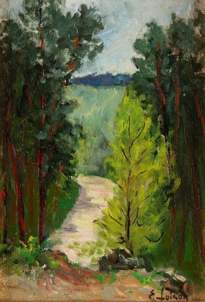 E. FOISON E. FOISON ( XX ))
path in the forest
Signed lower right 
HST
H. 26 cm,...