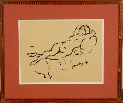 null MODERN
School Naked woman lying
down Ink on paper 
Signed lower right - unread
19...