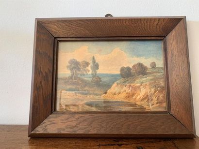 null ECOLE FRANCAISE du XXe 
Paysage
Watercolour 
14 x 21 cm
Wooden frame

