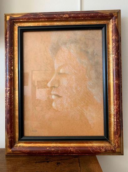 null PERSINI
Portrait of a woman in profile
Pastel and pencil
on canvas paper
Signed...