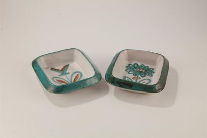 PICAULT Robert PICAULT (1919-2000)
Two rectangular bowls in glazed ceramic with flower...