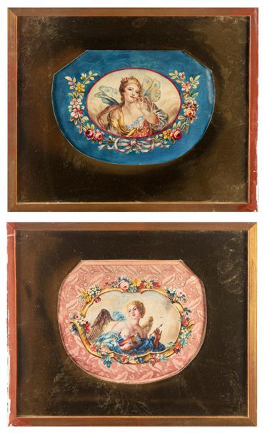 H. BEON H. BÉON - XXth
Tapestry projects for seats with young woman motifs in the...