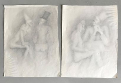 HIRT Marthe HIRT (1890 - 1985)
Les clows
Two pencil drawings on paper (on sheet)
Signed...