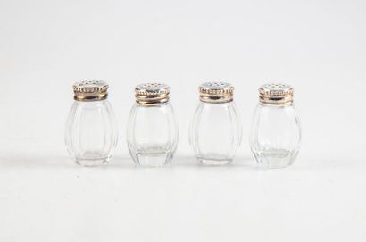 null Maison CHRISTOFLE
Four glass saltcellars with silver metal lid