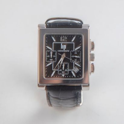 LIP Men's chronograph watch with square steel...