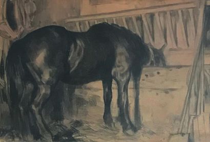 ECOLE FRANCAISE 19th century FRENCH SCHOOL
Horse in the stable
Drawing in ink
22...