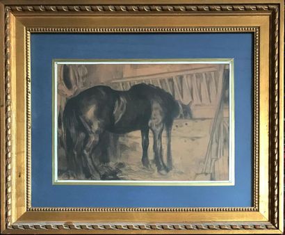 ECOLE FRANCAISE 19th century FRENCH SCHOOL
Horse in the stable
Drawing in ink
22...