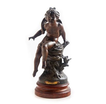 MOREAU After Agustin MOREAU
"Forest"
Statuette in patinated ruler on wooden base
H.:...