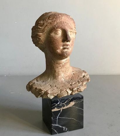 null Buste de jeune femme (Vénus ?) d'après l'Antique
Terre cuite sur socle en marbre
H....