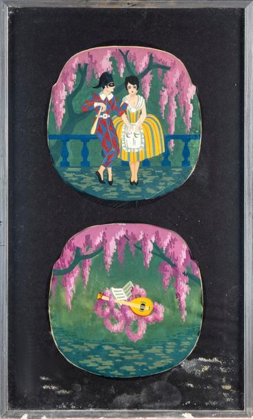 H. BEON H. BÉON - XXth
Tapestry projects for a seat with character motifs in the...