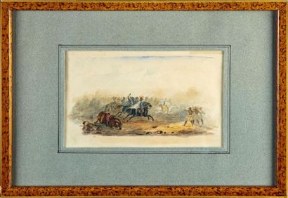 ECOLE FRANCAISE FRENCH SCHOOL of the 19th century
Scene of combat in Africa
Colour...