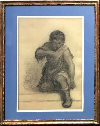 ECOLE FRANCAISE 19th century FRENCH SCHOOL
Man in toga
Pencil drawing (study)
26...