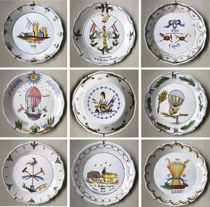NEVERS NEVERS - Modern
Collection of nine earthenware plates with polychrome decoration...
