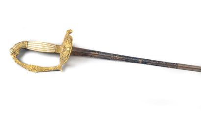 null Uniform sword, chiselled and gilded bronze hilt with one hilt branch, fuse with...